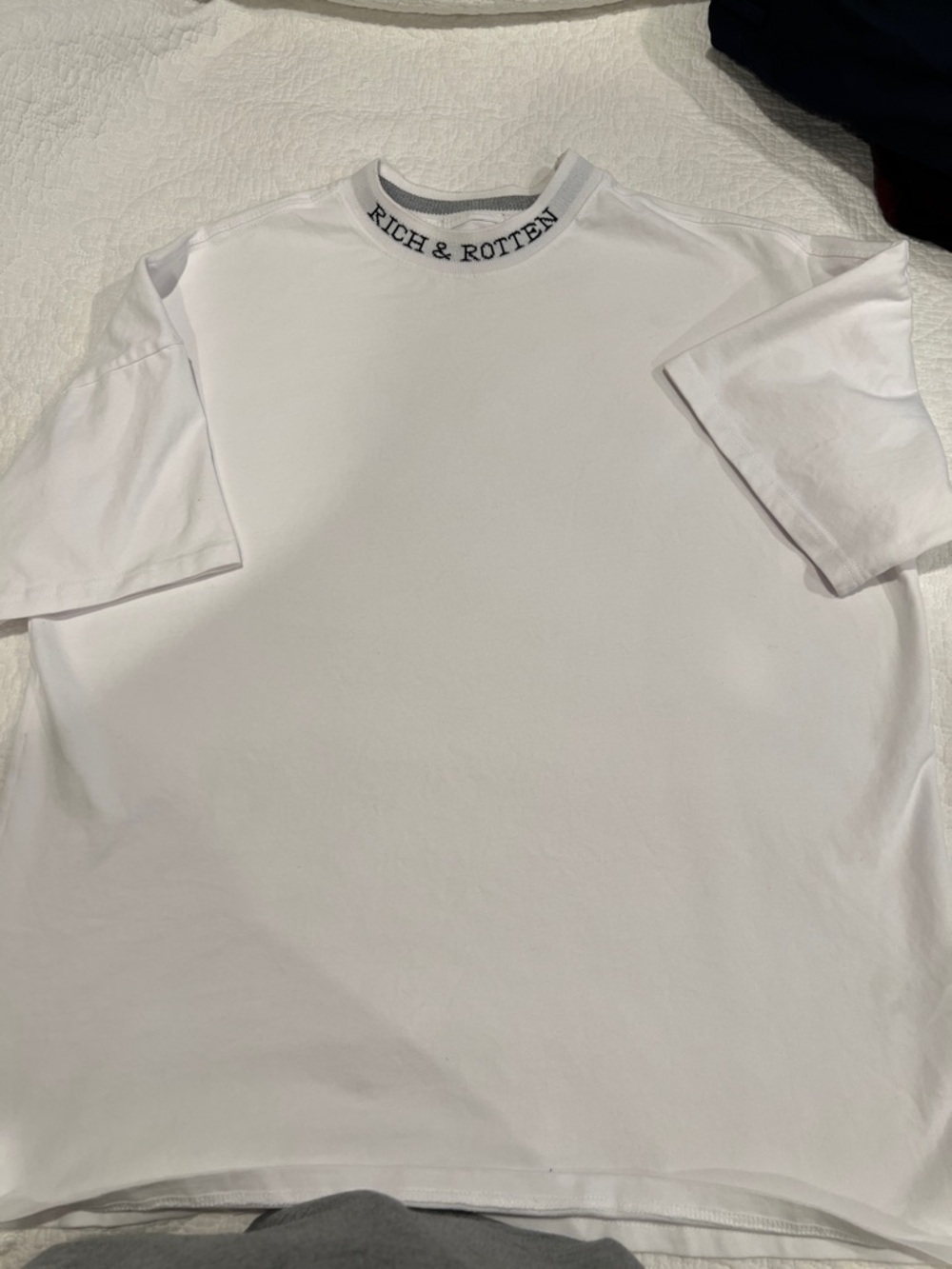 R&M Richards White Short-Sleeve Button Down Style Tee